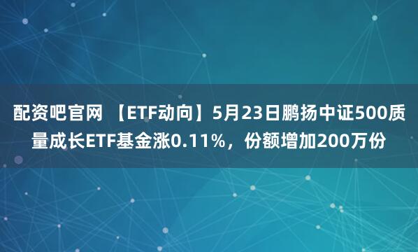 配资吧官网 【ETF动向】5月23日鹏扬中证500质量成长ETF基金涨0.11%，份额增加200万份