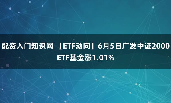 配资入门知识网 【ETF动向】6月5日广发中证2000ETF基金涨1.01%